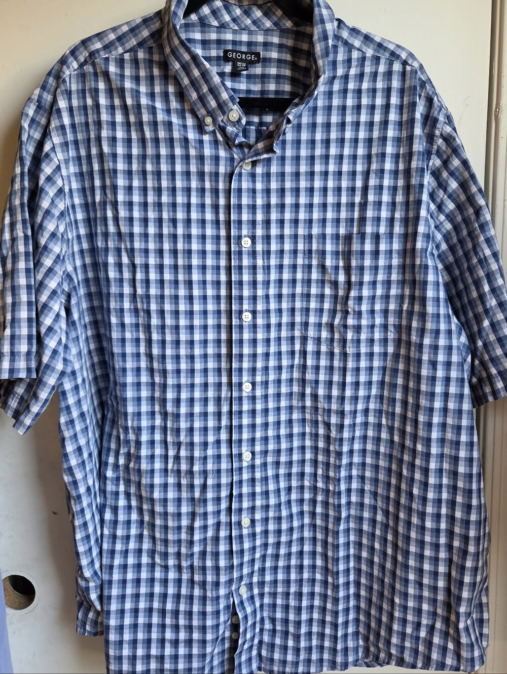 George Men's Plaid Short-Sleeve Button-Down Shirt sz 3XL excellent condition
